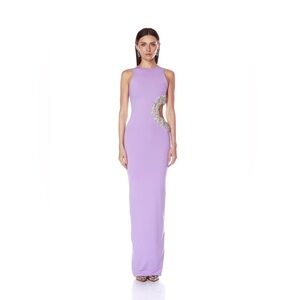 NWOT BRONX AND BANCO Camila Lilac Rhinestone Cutout Maxi Dres,  Evening Gown